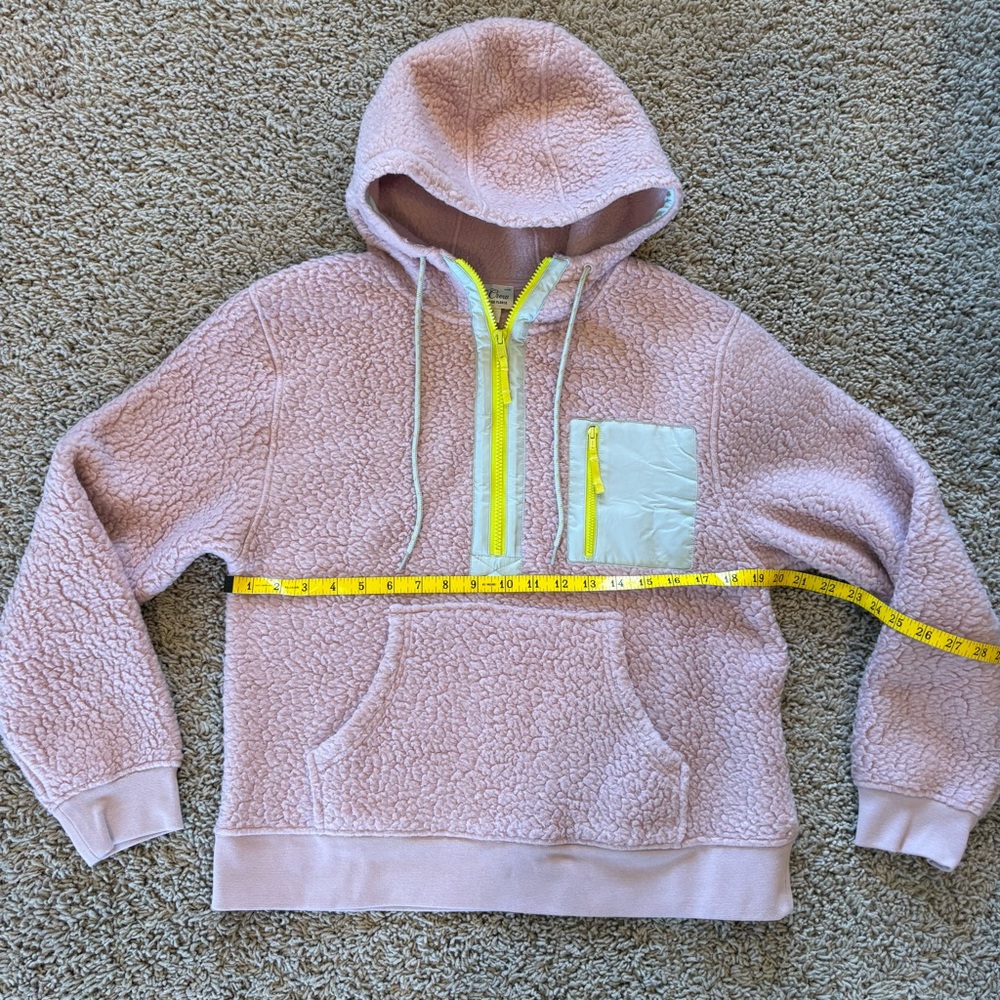 J Crew Polartec® Sherpa Vintage Fleece Half-Zip Hoodie Dark Mauve Size Medium - Picture 7 of 11